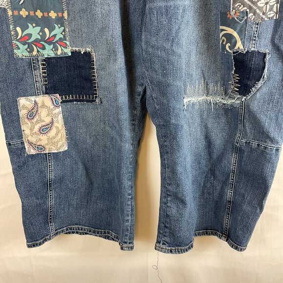 Pilcro Patchwork Jeans EU 60W US 26W Wide Leg - Picture 4 of 13